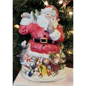 Fitz and Floyd TOYLAND SANTA COOKIE JAR 2070/106 Vintage Retired 12" Omnibus
